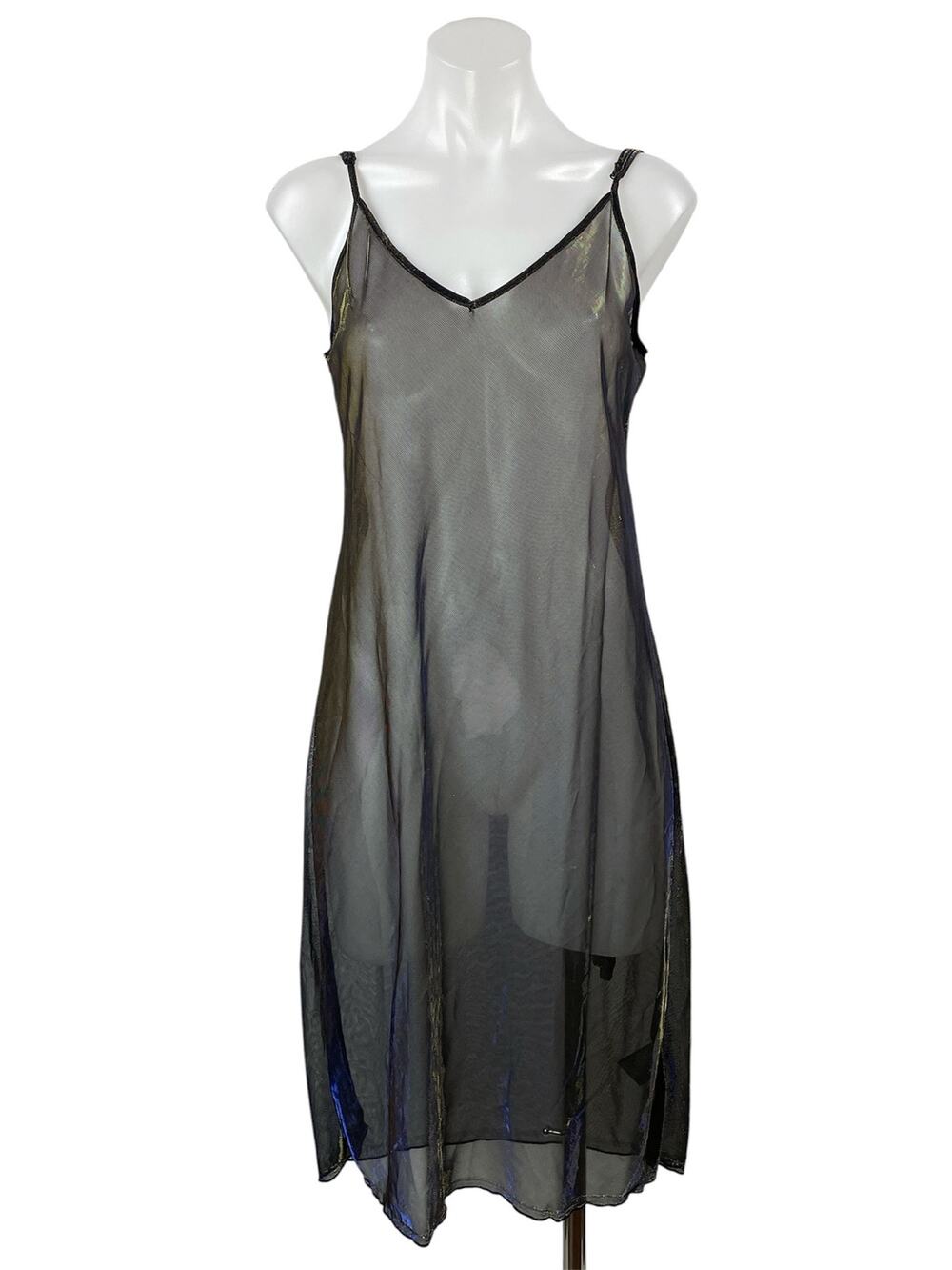 Urban Outfitters Out From Under Black Sheer Mesh Sleeveless Mini Slip Dress M